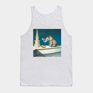 Blue Elephant Eating Cake Tank Top